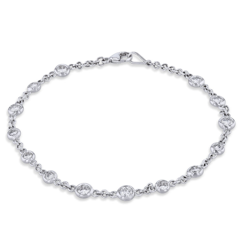 18K White Gold Bezel-Set Diamond Bracelet Bracelets H&H Jewels