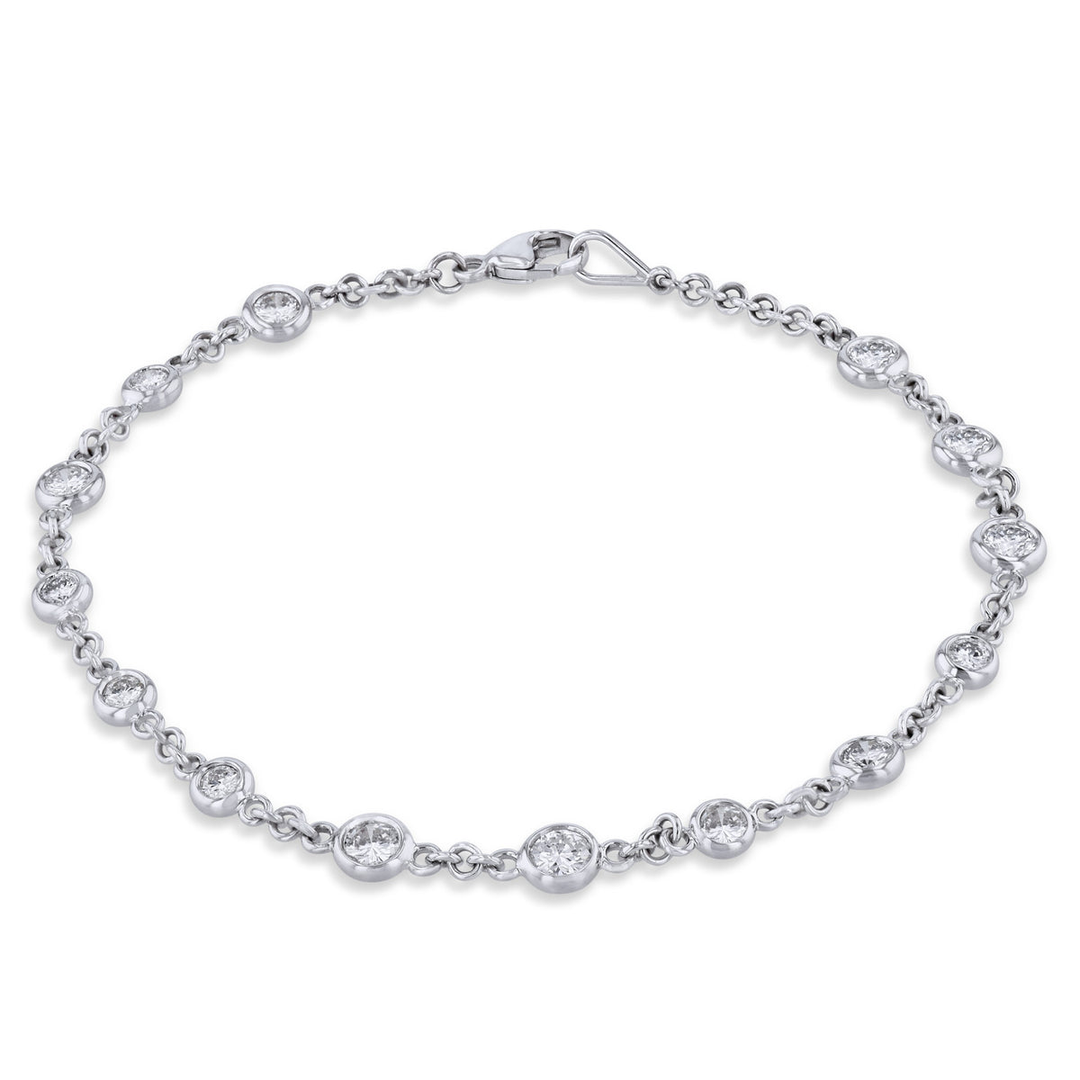 18K White Gold Bezel-Set Diamond Bracelet Bracelets H&H Jewels