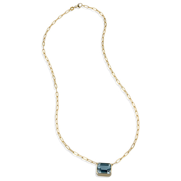 Aquamarine 18kt Yellow Gold Pendant Necklace Necklaces H&H Jewels