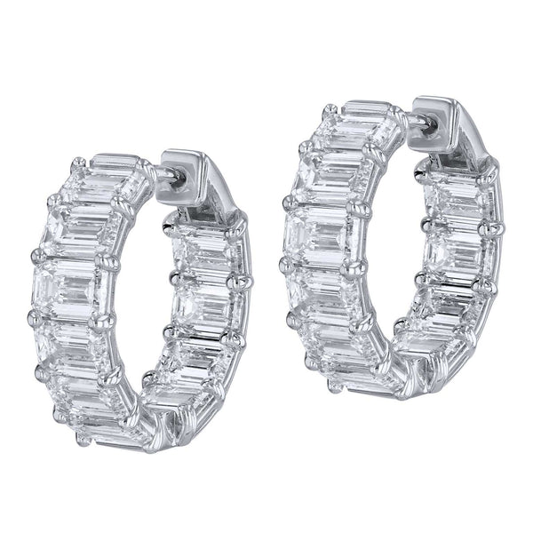 Emerald Cut Diamond White Gold Hoop Earrings Earrings H&H Jewels
