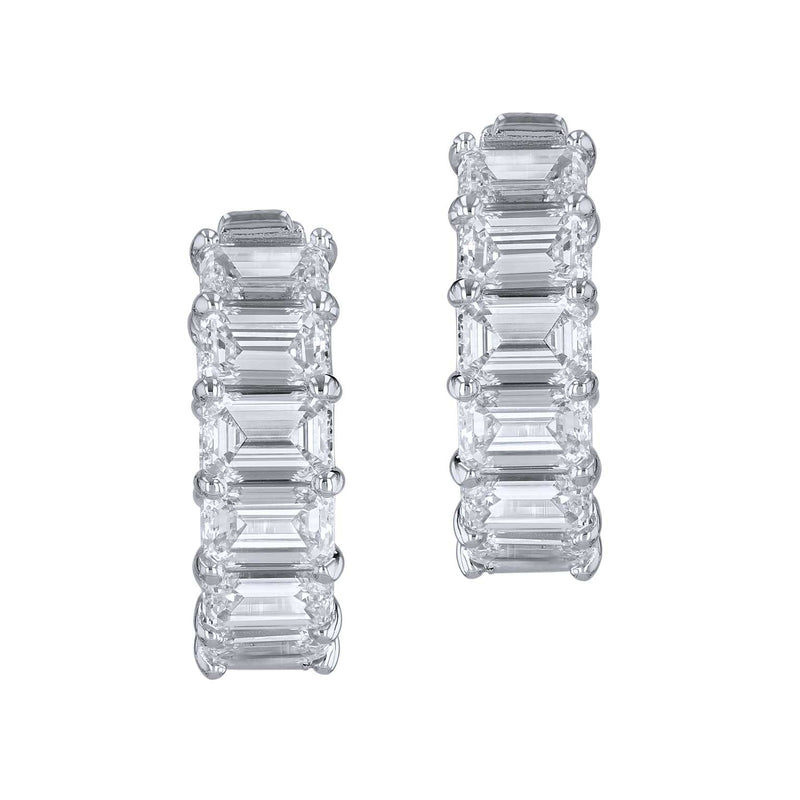 Emerald Cut Diamond White Gold Hoop Earrings Earrings H&H Jewels