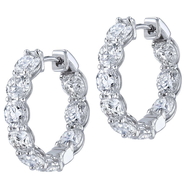 Round Brilliant Cut Diamond White Gold Hoops Earrings H&H Jewels