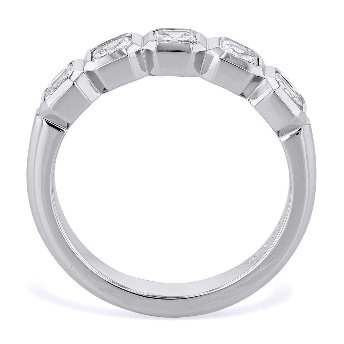 5 Asscher Cut Bezel Set Diamond White Gold Ring - Alternate View 1