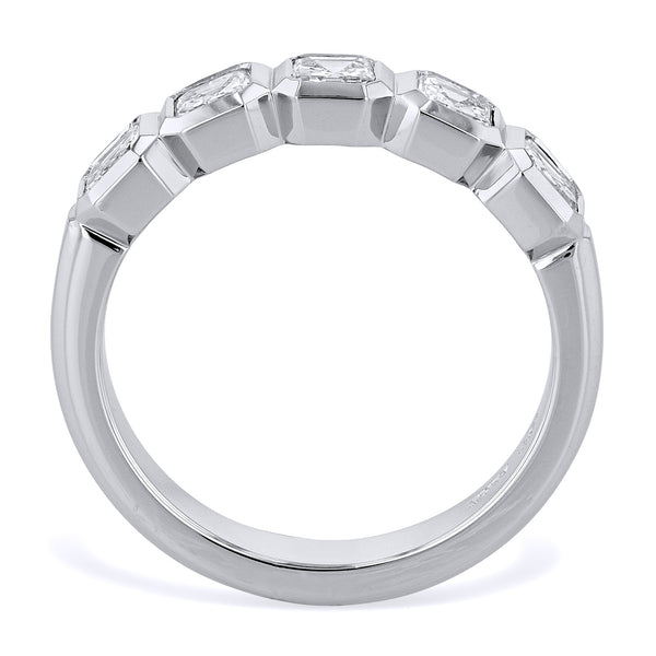 5 Asscher Cut Bezel Set Diamond White Gold Ring Rings H&H Jewels