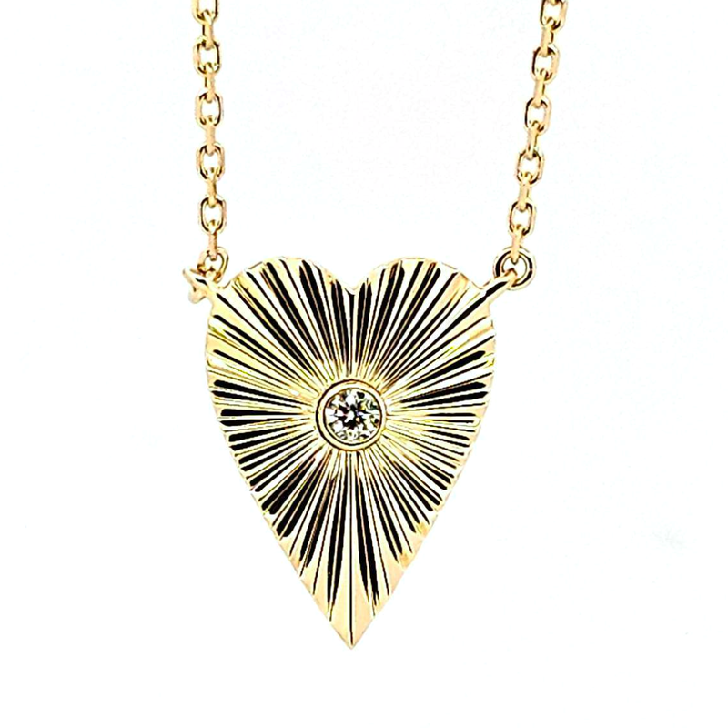 Yellow Gold Diamond Elongated Heart Pendant Necklace Necklaces Curated by H