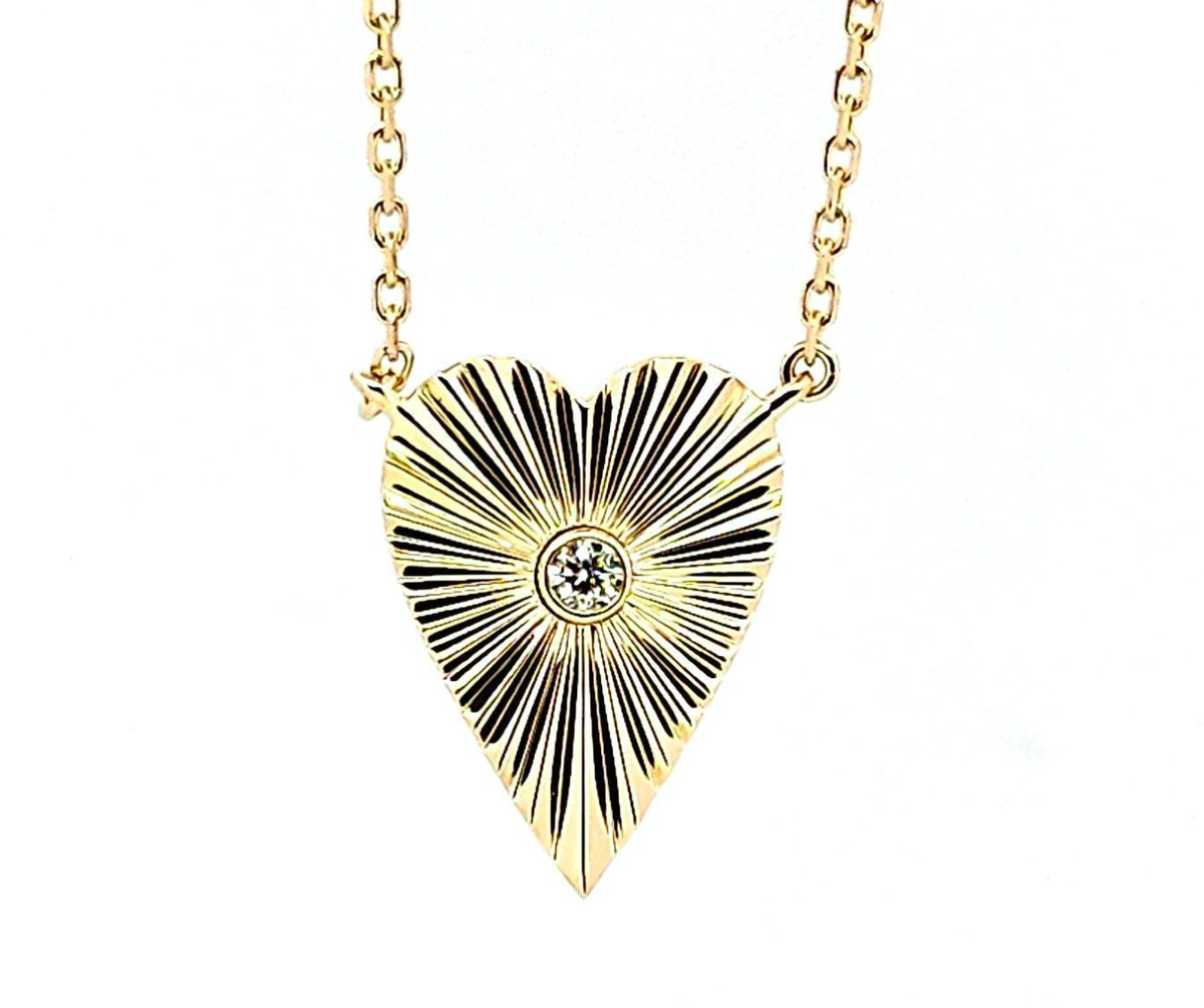 Yellow Gold Diamond Elongated Heart Pendant Necklace Necklaces Curated by H