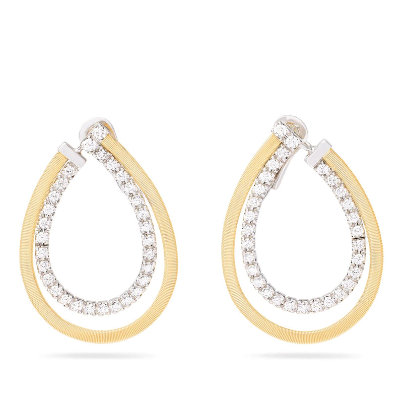 18kt Yellow and White Gold Diamond Double Oval Masai Hoop Earrings Earrings Marco Bicego