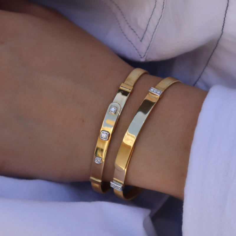 18kt Yellow Gold Coil Diamond Masai Thin Bangle Bracelet Bracelets Marco Bicego