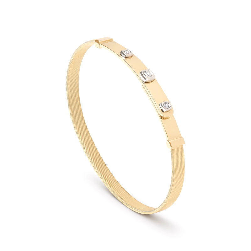 18kt Yellow Gold Coil Diamond Masai Thin Bangle Bracelet Bracelets Marco Bicego