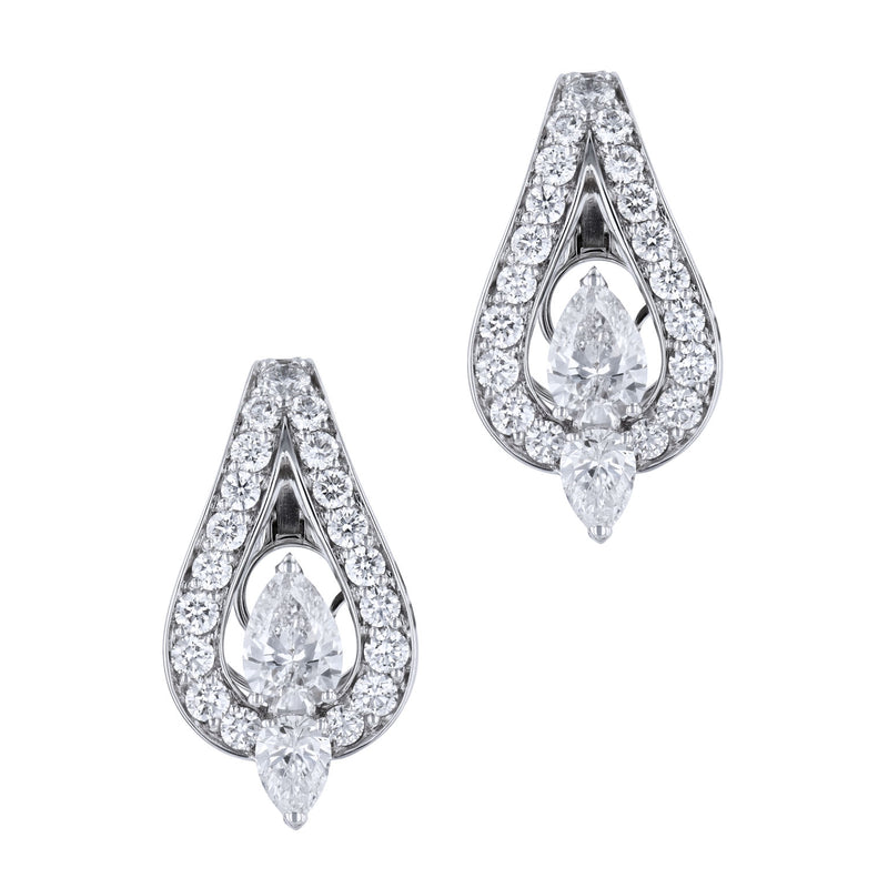 18K White Gold Pear Diamond Pavé Drop Earrings Earrings Curated by H