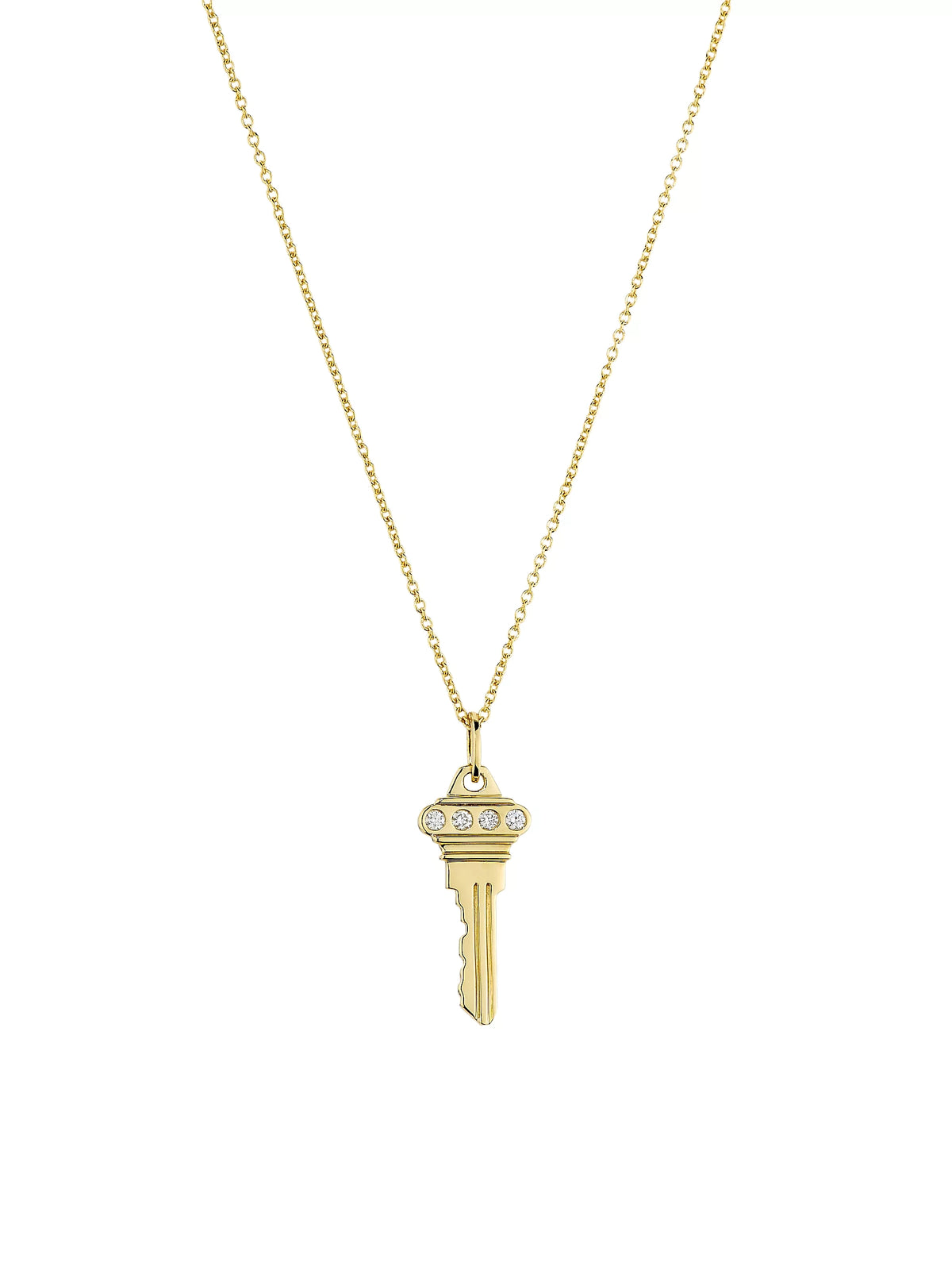 18kt Yellow Gold Diamond Key Tiny Treasures Pendant Necklace Necklaces Roberto Coin
