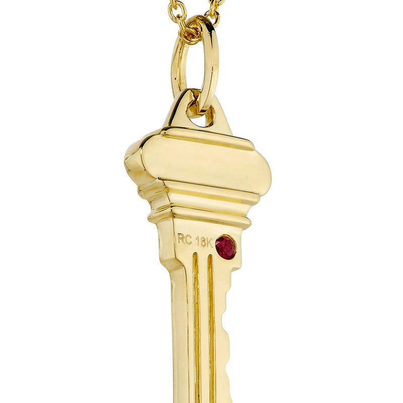 18kt Yellow Gold Diamond Key Tiny Treasures Pendant Necklace Necklaces Roberto Coin