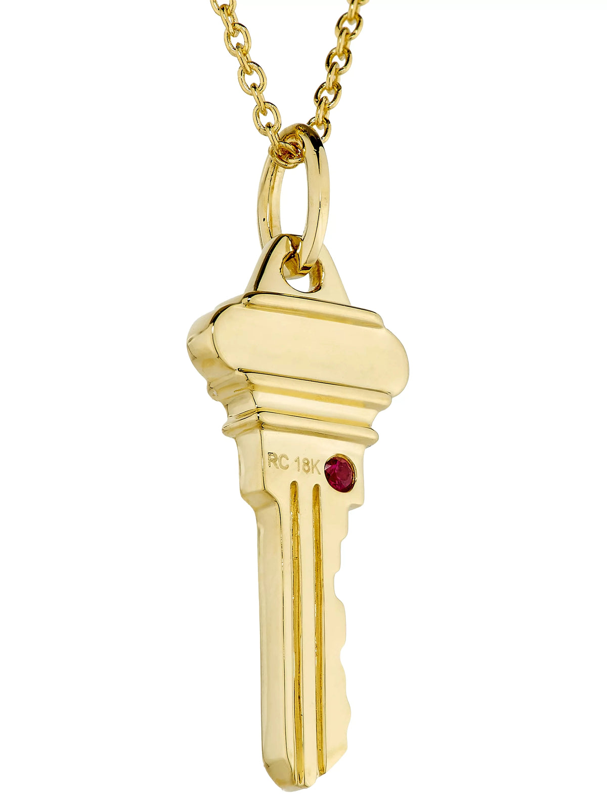 18kt Yellow Gold Diamond Key Tiny Treasures Pendant Necklace - Alternate View 1