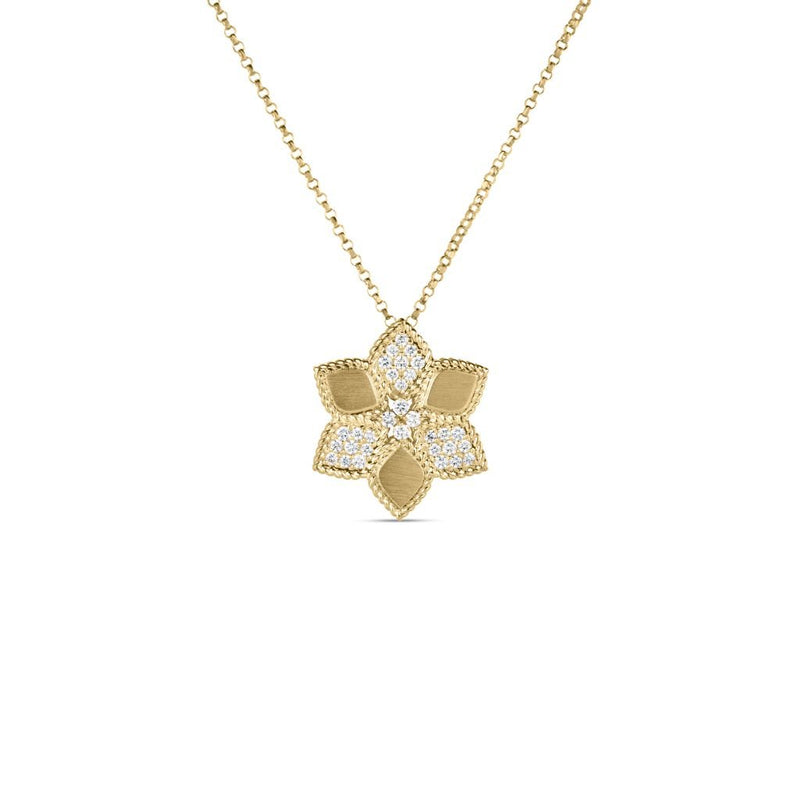 18Kt. Yellow Gold Daisy Vernazza Pave Diamond Pendant Necklace Necklaces Roberto Coin