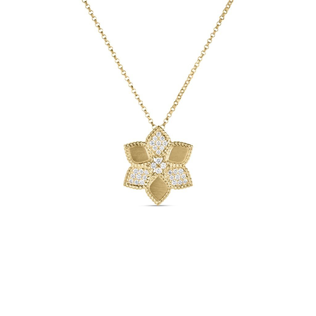 18Kt. Yellow Gold Daisy Vernazza Pave Diamond Pendant Necklace Necklaces Roberto Coin