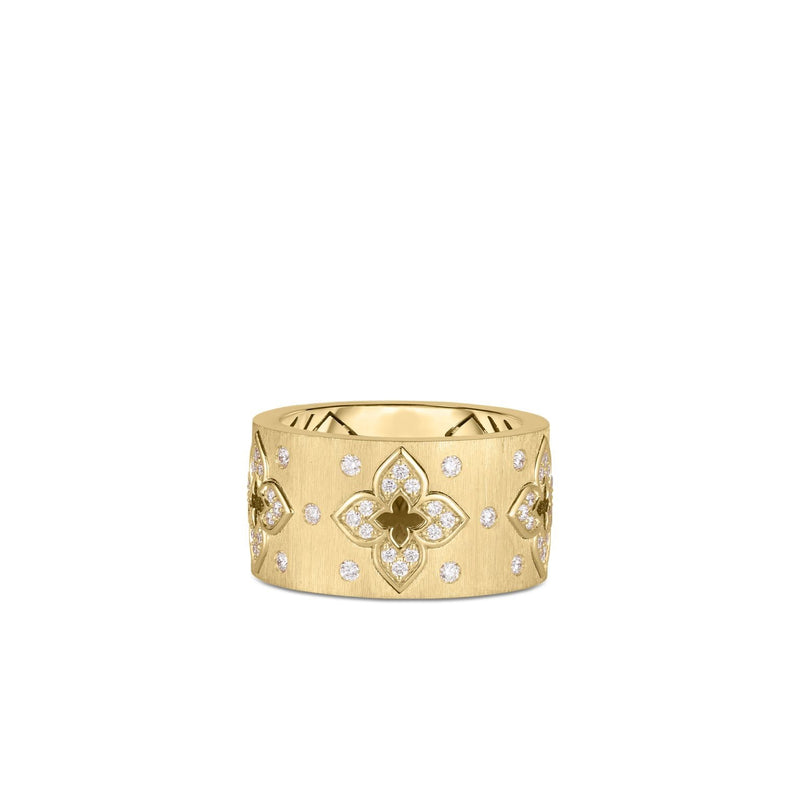 18kt Yellow Gold Venetian Princess Diamond Flower Ring Rings Roberto Coin
