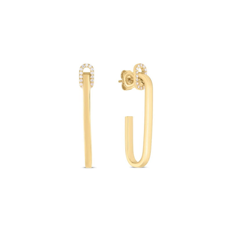 18kt Yellow Gold Navarra Diamond Single Link Drop Earrings Earrings Roberto Coin