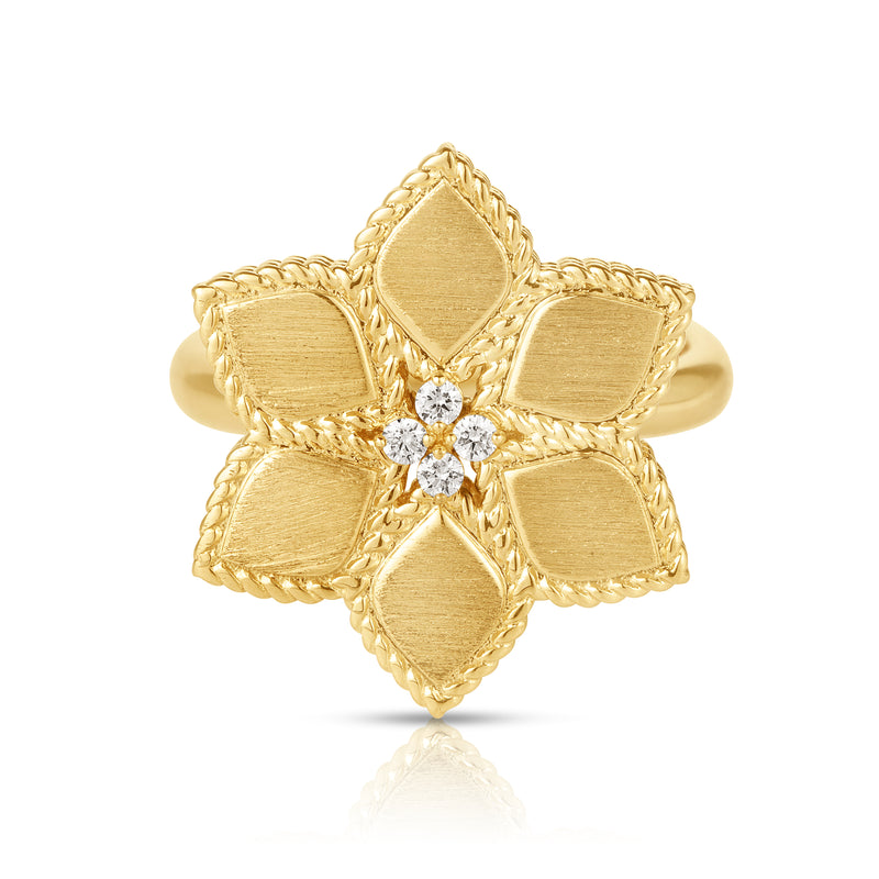 18kt Yellow Gold Daisy Vernazza Diamond Flower Ring Rings Roberto Coin