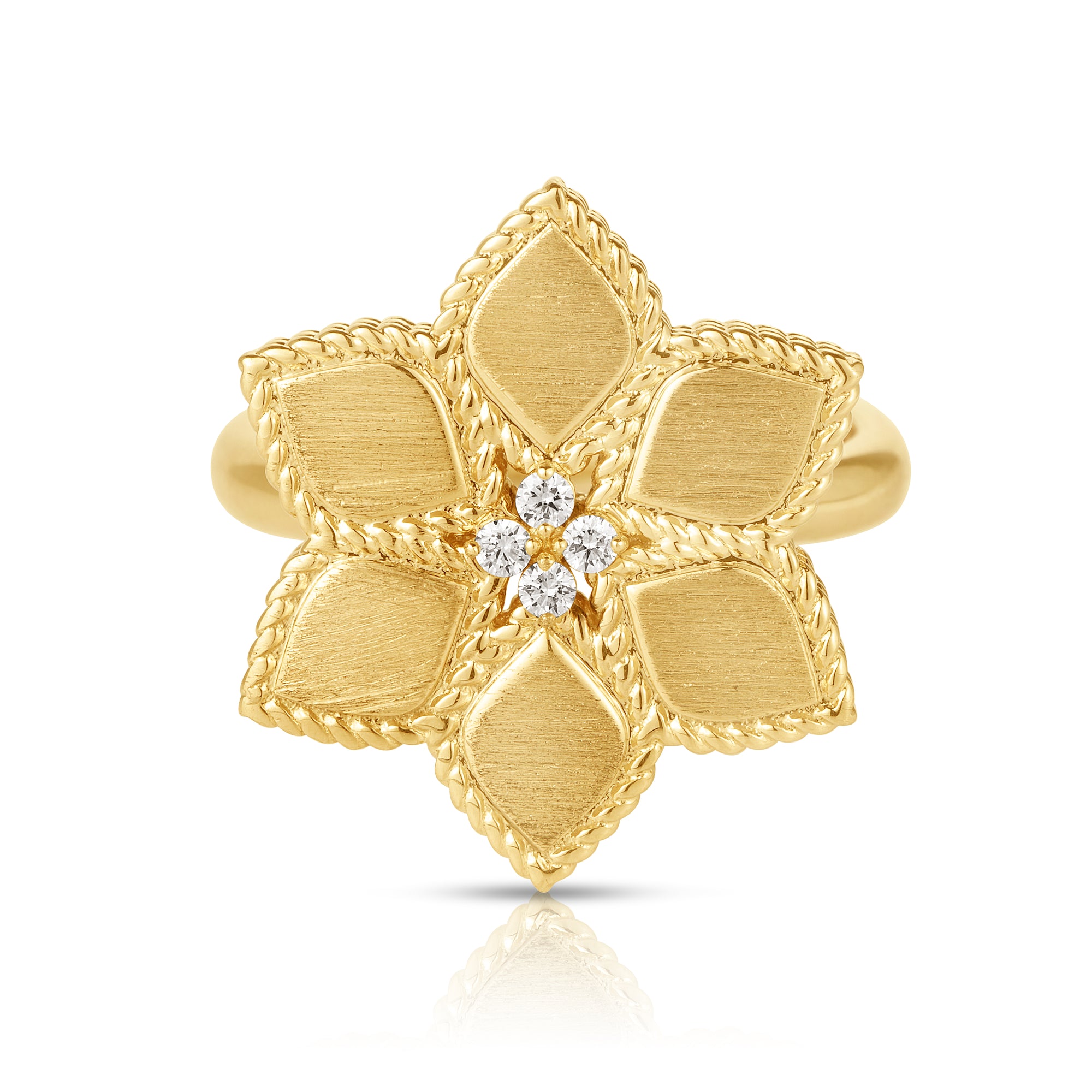 18kt Yellow Gold Daisy Vernazza Diamond Flower Ring Rings Roberto Coin