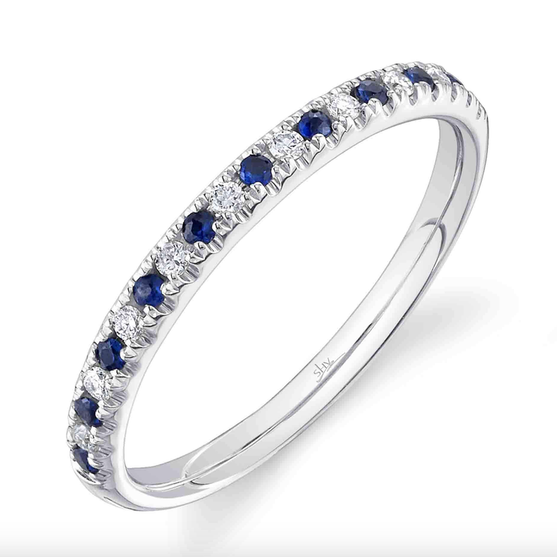 White Gold Diamond Sapphire Band Ring Rings Shy Creation