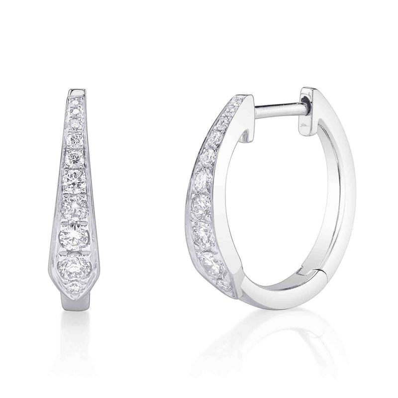 White Gold Diamond Pave Hoop Earrings Earrings Shy Creation