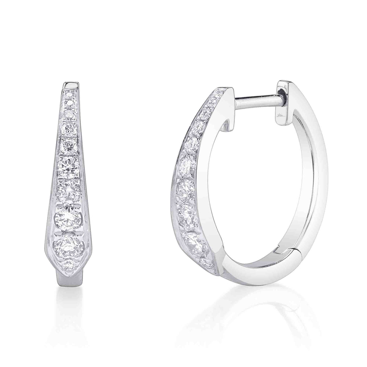White Gold Diamond Pave Hoop Earrings Earrings Shy Creation