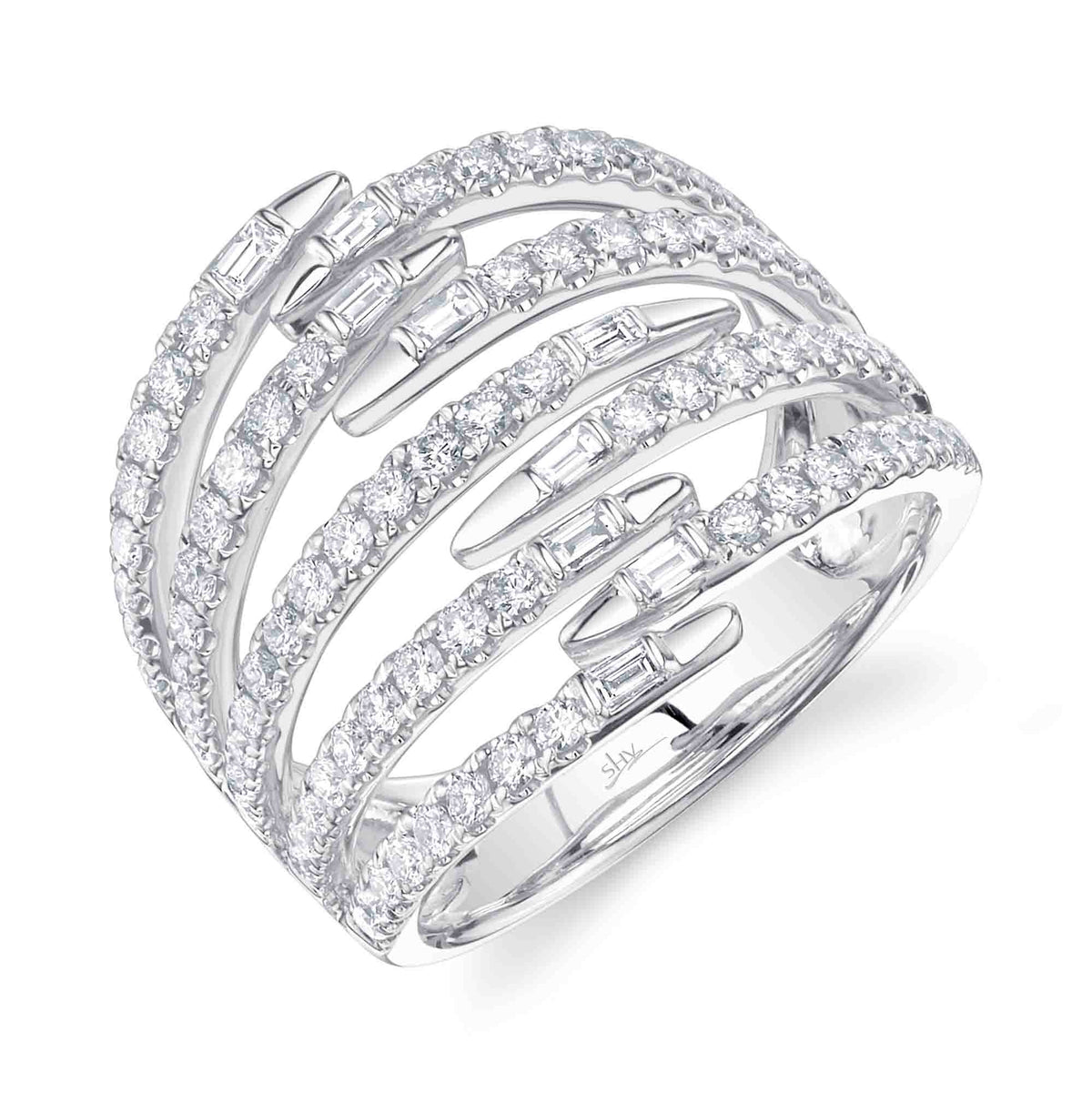 White Gold Diamond Baguette Band Ring Rings Shy Creation