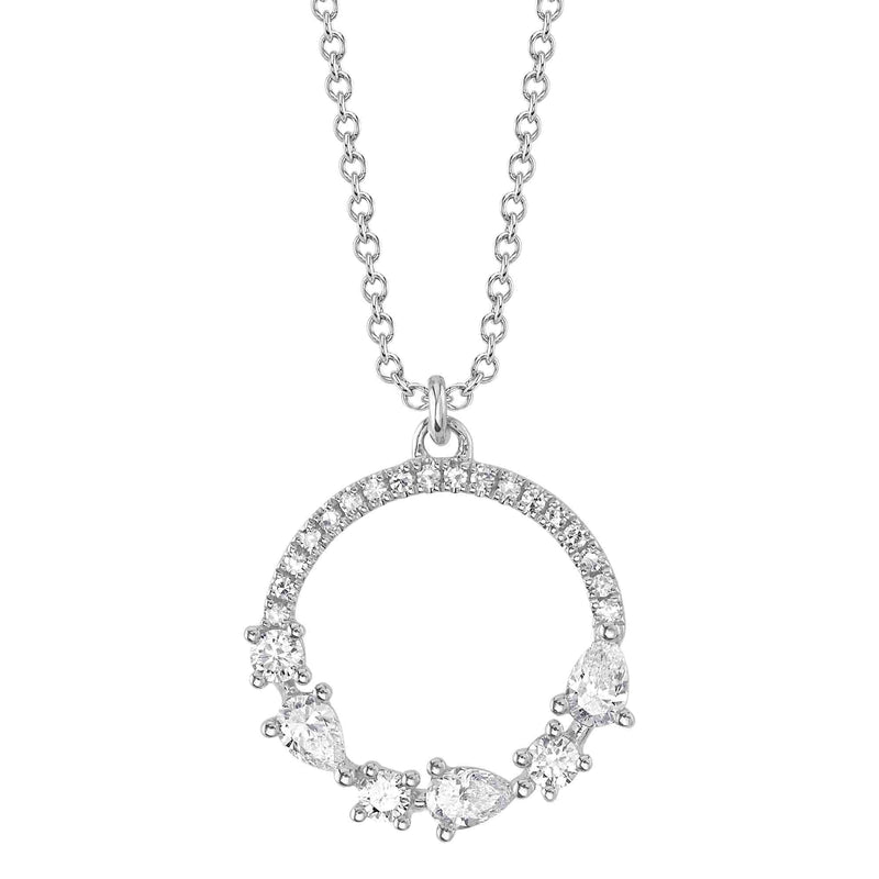 White Gold Diamond Pear Circle Pendant Necklace Necklaces Shy Creation