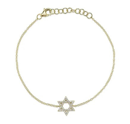 14kt Yellow Gold Diamond Star of David Bracelet Bracelets Shy Creation