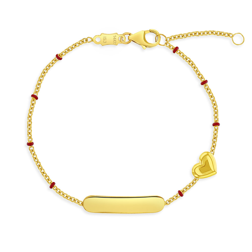 14K Yellow Gold Engravable Heart Baby & Toddler ID Bracelet