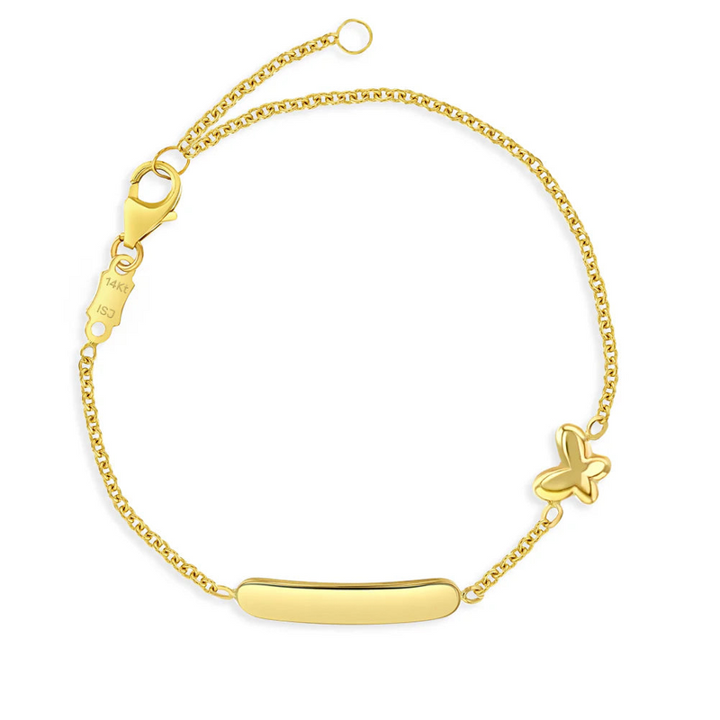 14K Yellow Gold Engravable Butterfly Baby & Toddler ID Bracelet Bracelets Curated by H