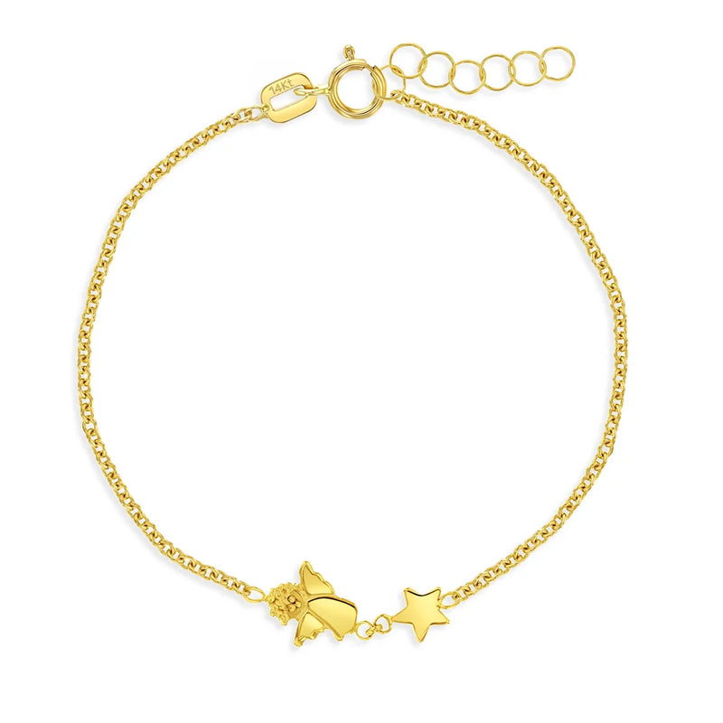 14K Yellow Gold Angel & Star Baby & Toddler Bracelet Bracelets Curated by H