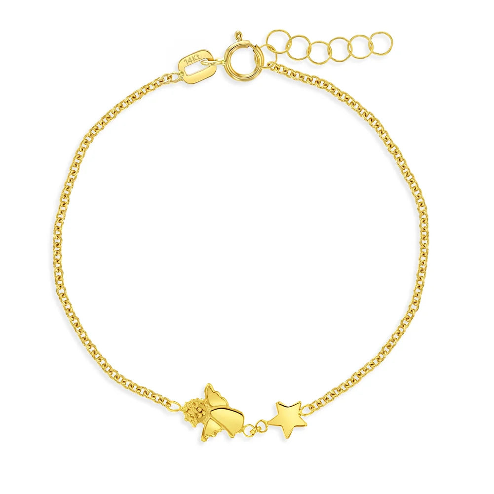 14K Yellow Gold Angel & Star Baby & Toddler Bracelet
