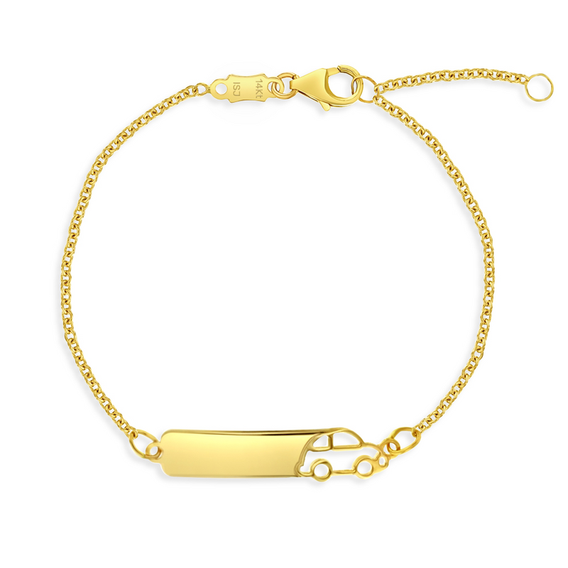 14K Yellow Gold Engravable Car Baby & Toddler ID Bracelet Bracelets Curated by H