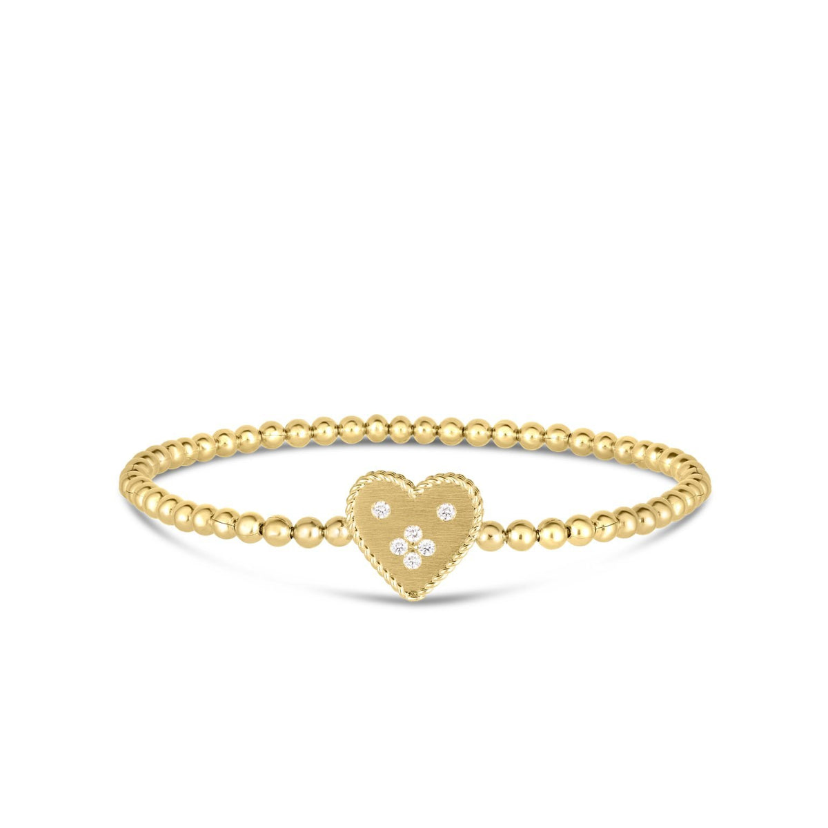 18kt. Yellow Diamond Venetian Princess Small Heart Stretch Bracelet Bracelets Roberto Coin