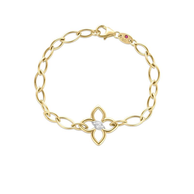 18kt Yellow & White Gold Diamond Cialoma Flower Link Bracelet Bracelets Roberto Coin