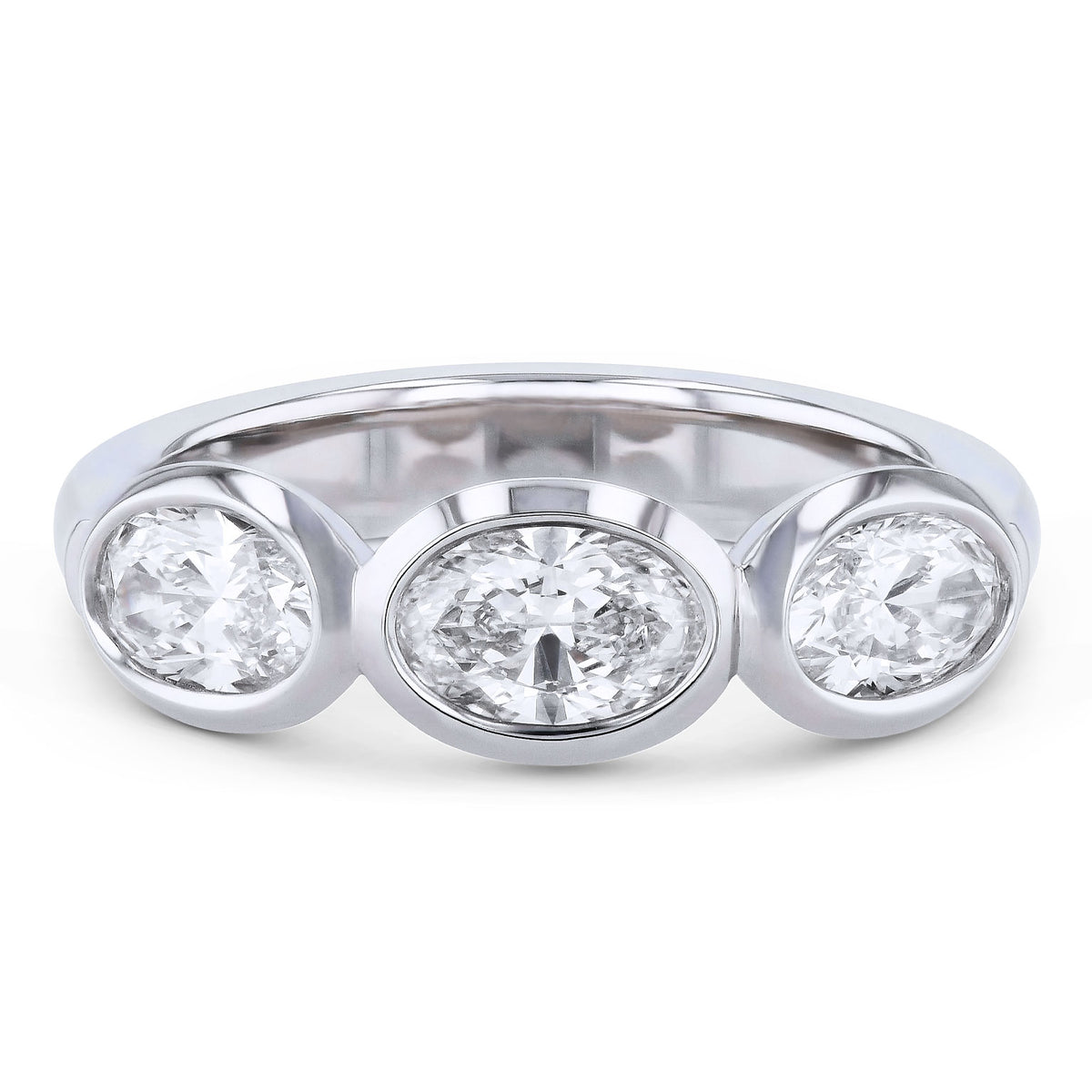 3 Oval Diamond Platinum Band Ring Rings H&H Jewels