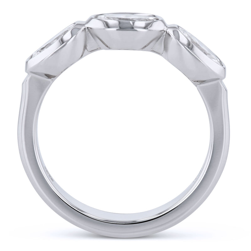 3 Oval Diamond Platinum Band Ring Rings H&H Jewels