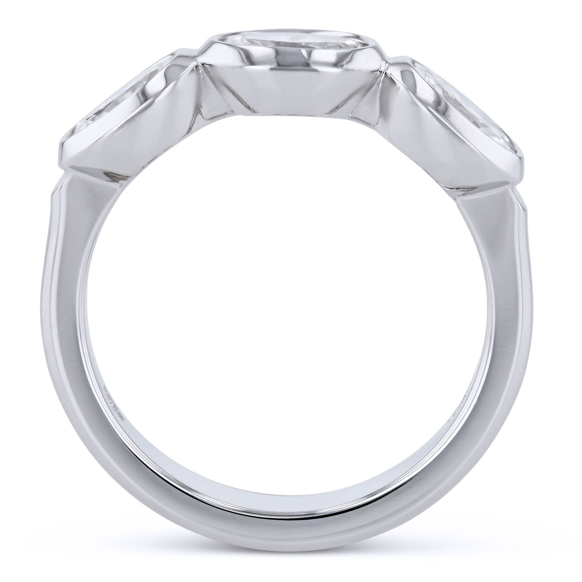 3 Oval Diamond Platinum Band Ring - Alternate View 1