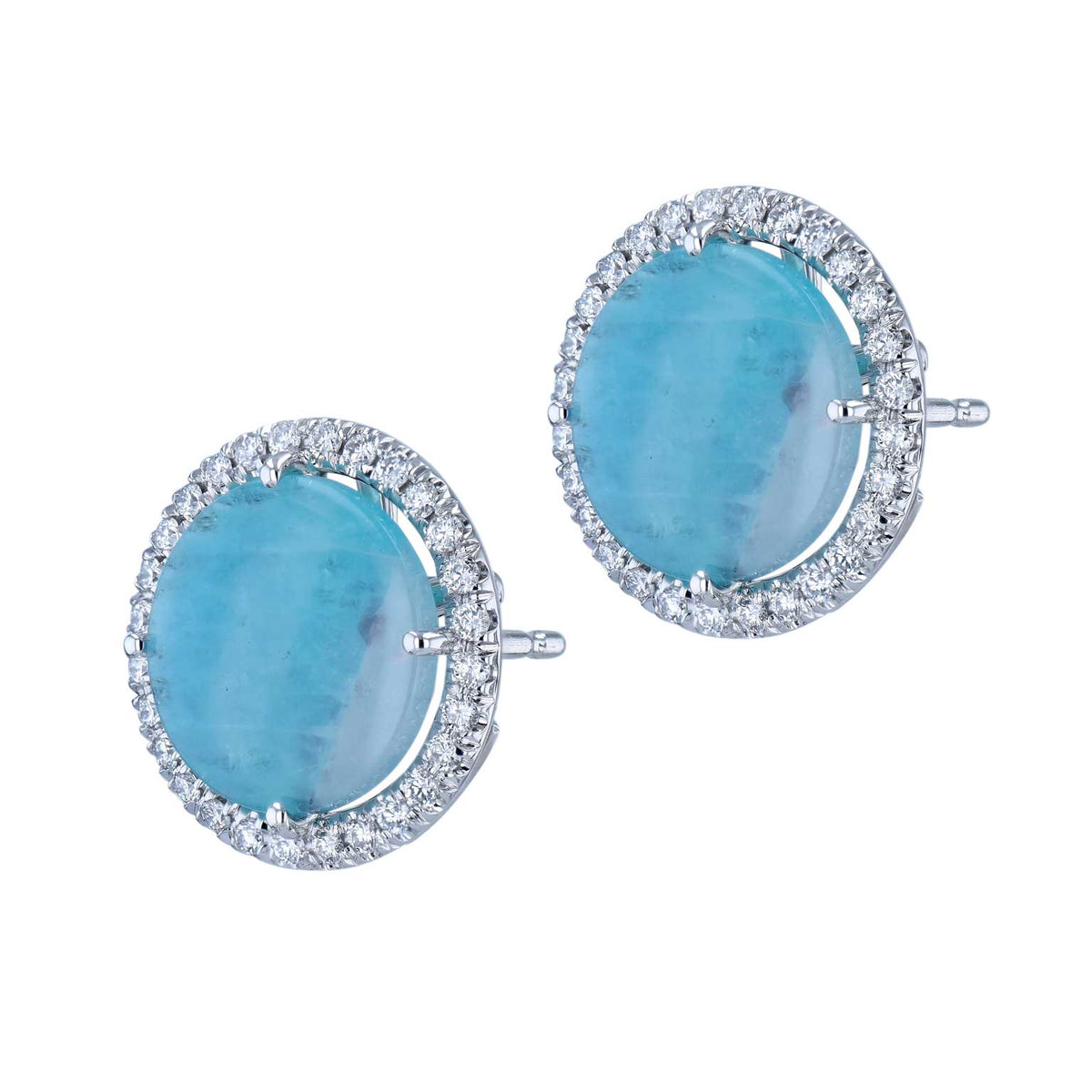 Brazilian Paraiba Pave Diamond Stud Earrings - Alternate View 1