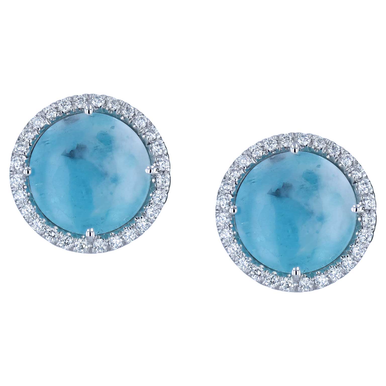 Brazilian Paraiba Pave Diamond Stud Earrings Earrings H&amp;H Jewels