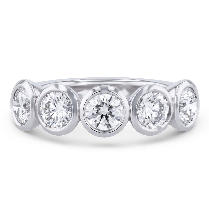 5 Round Diamond Platinum Band Ring Rings H&H Jewels
