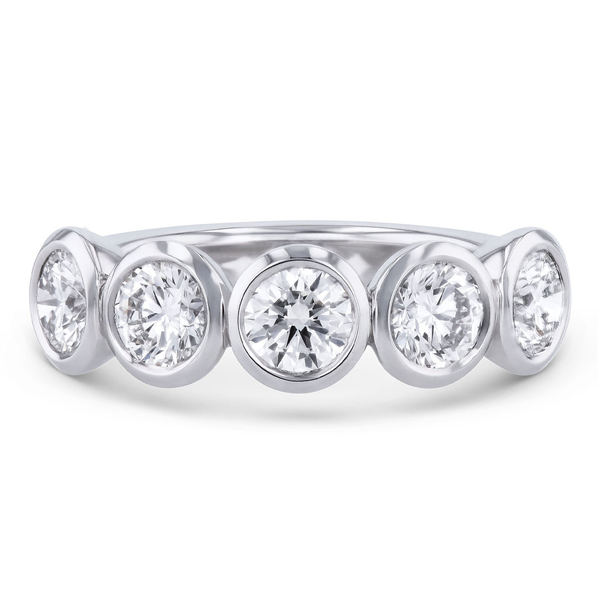 5 Round Diamond Platinum Band Ring Rings H&H Jewels