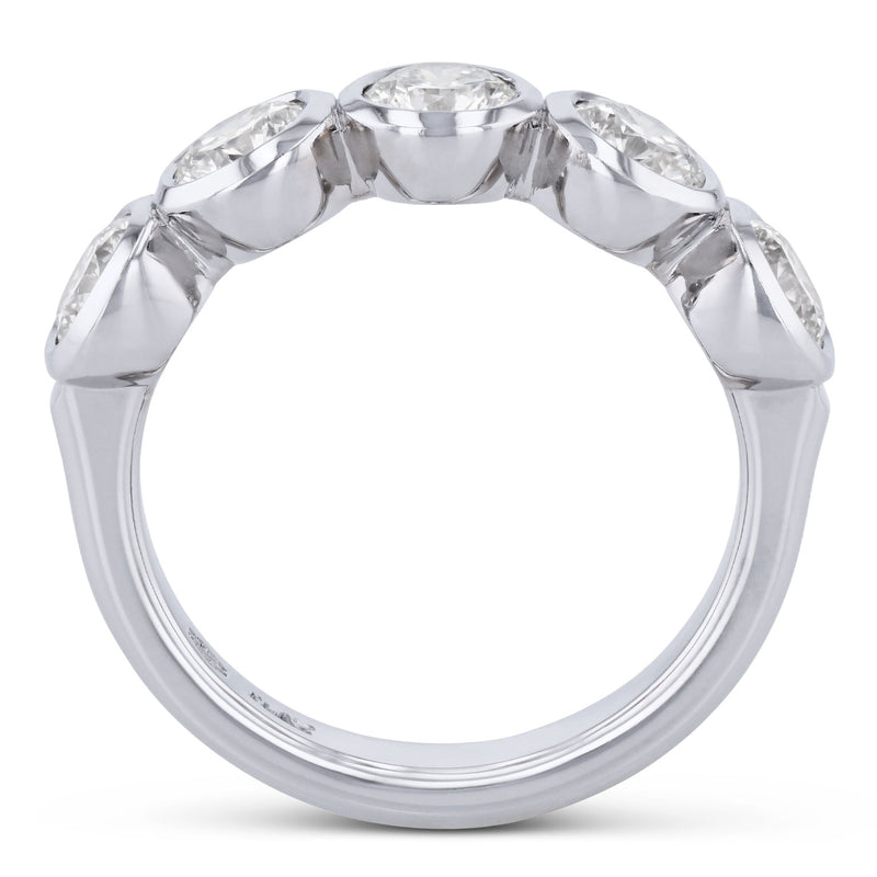 5 Round Diamond Platinum Band Ring Rings H&H Jewels