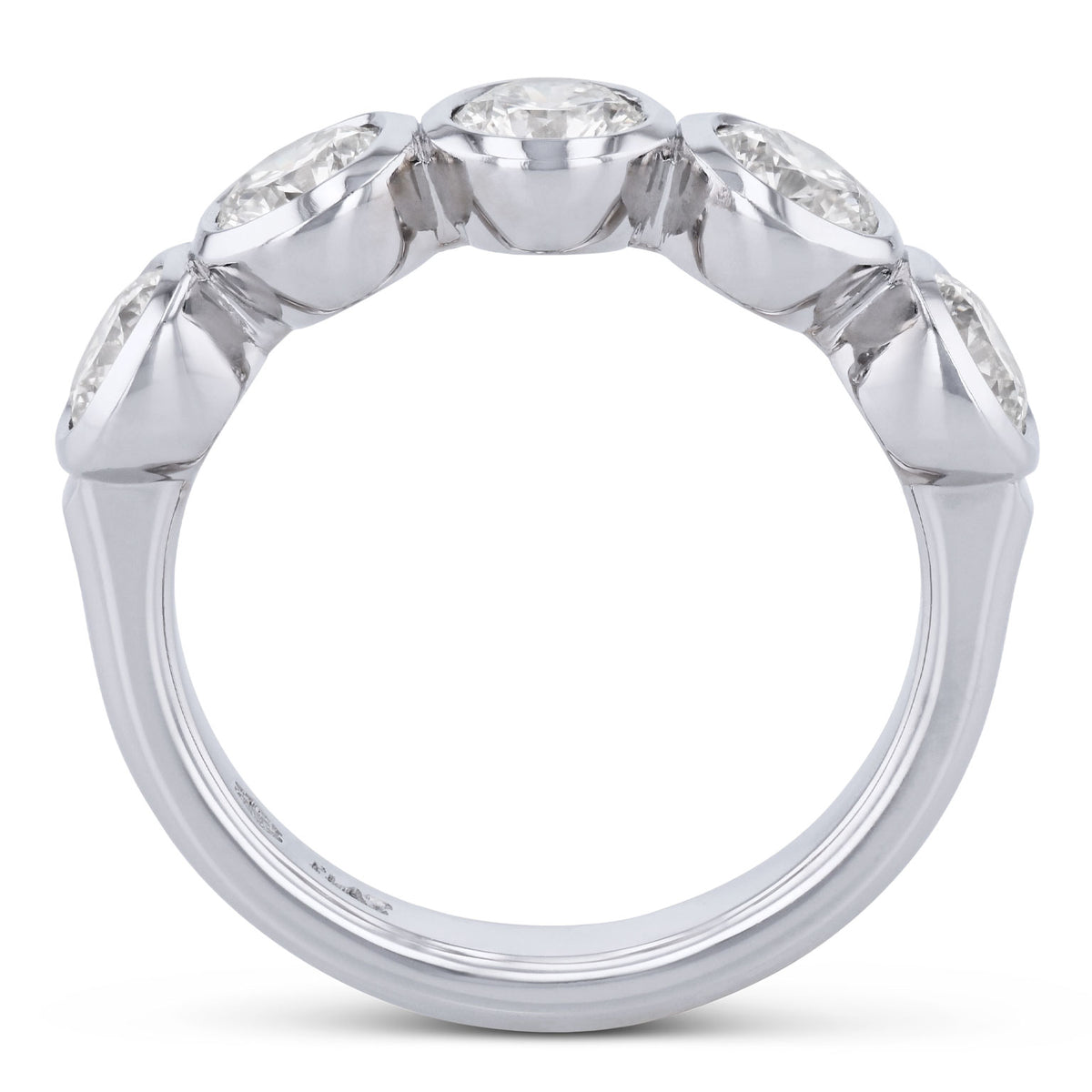 5 Round Diamond Platinum Band Ring - Alternate View 1
