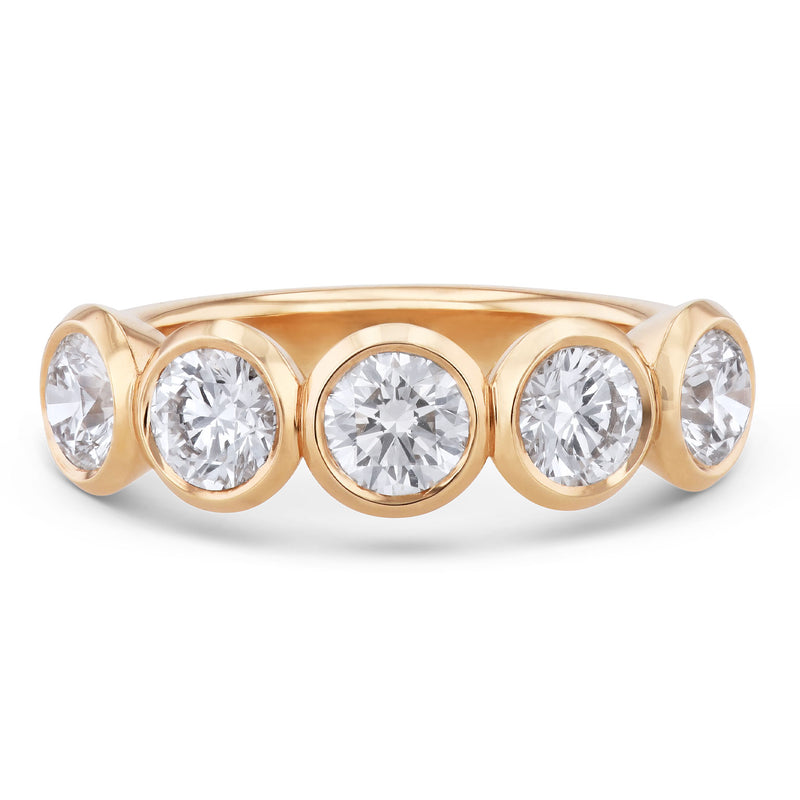 5 Round Diamond Yellow Gold Band Ring Rings H&H Jewels