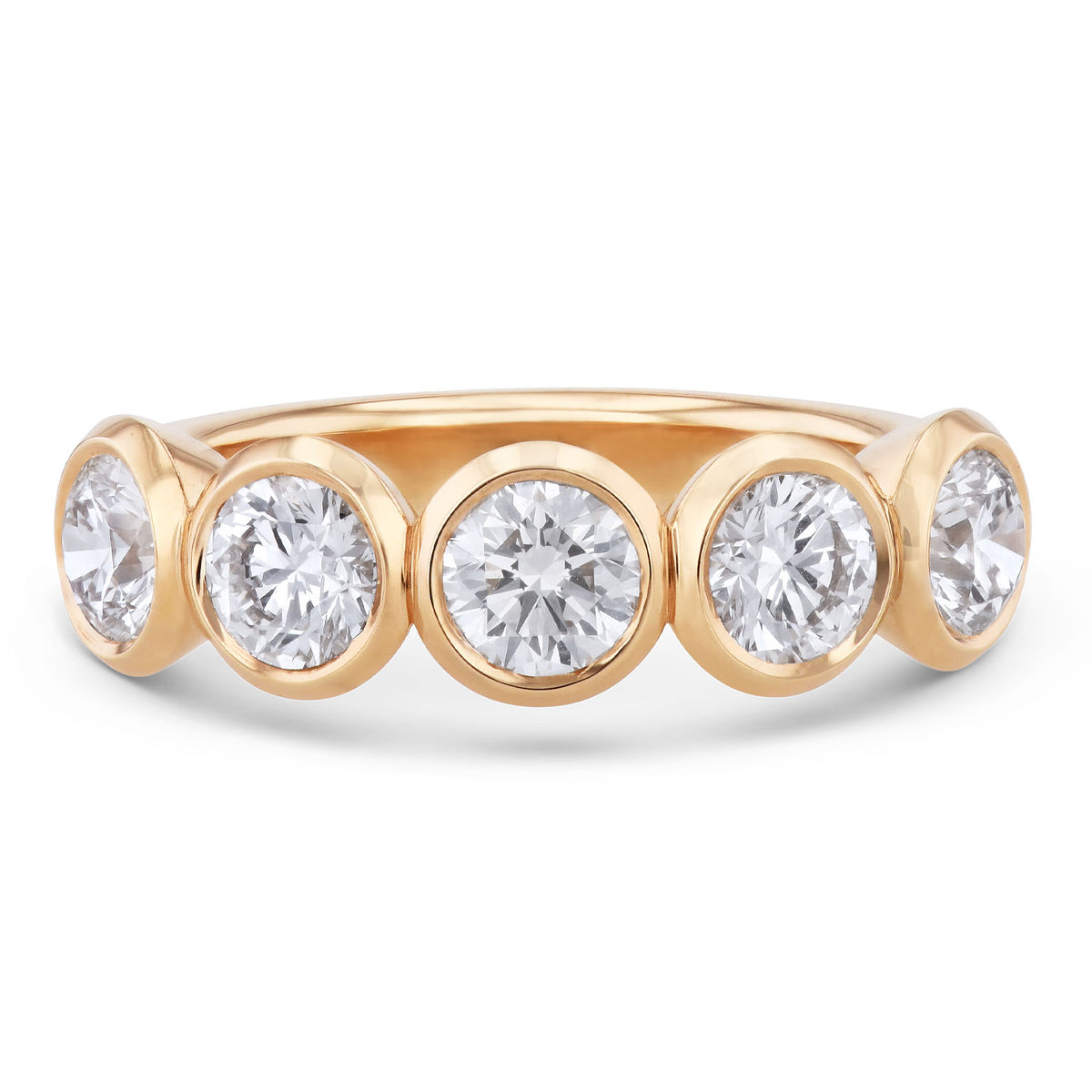 5 Round Diamond Yellow Gold Band Ring Rings H&H Jewels