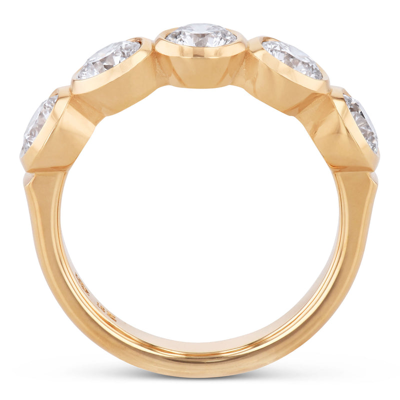 5 Round Diamond Yellow Gold Band Ring Rings H&H Jewels