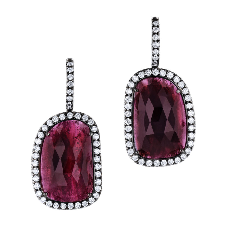 Ruby Slice Pave Diamond White Gold Drop Earrings Earrings H&H Jewels