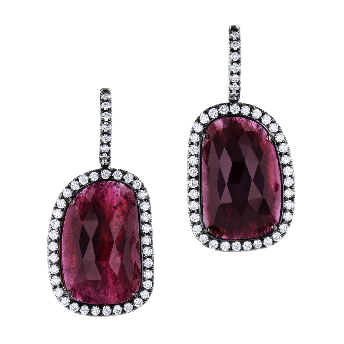 Ruby Slice Pave Diamond White Gold Drop Earrings Earrings H&H Jewels